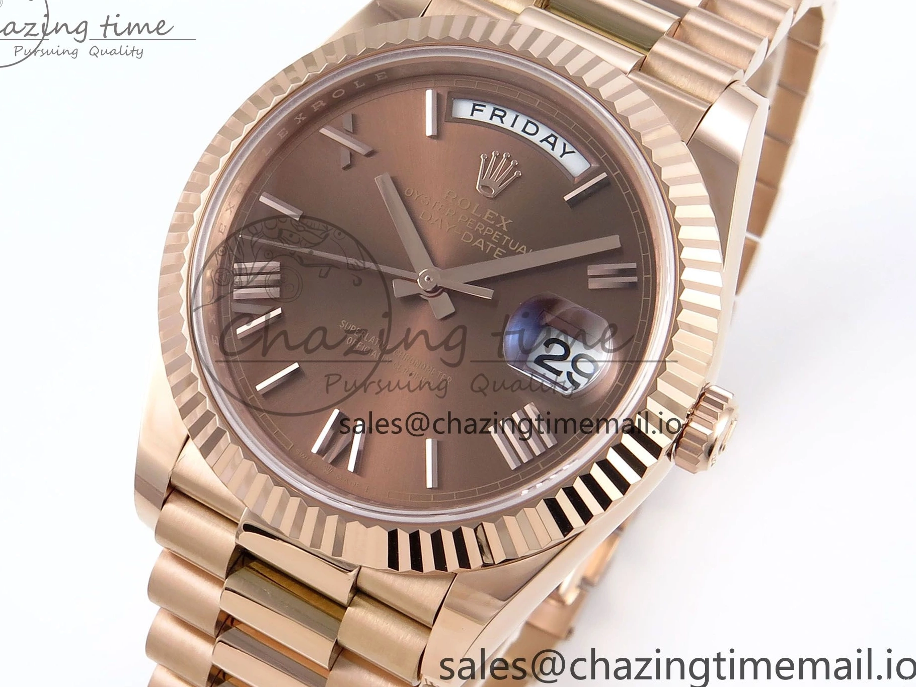 (Gain Best 40 RG A2836 Brown 228235 1:1 Weight) Noob Dial Edition Roman Bracelet President Date Day on 0326